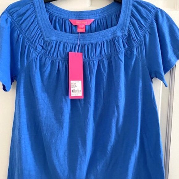 Lilly Pulitzer Short Sleeve Blue Cotton Top Shirt XS - Picture 1 of 4